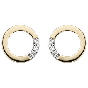 Ohrstecker rund 585 Gold Gelbgold 6 Diamanten Brillanten Ohrringe Goldohrstecker