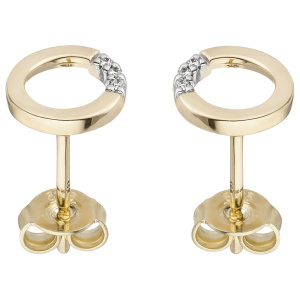 Ohrstecker rund 585 Gold Gelbgold 6 Diamanten Brillanten Ohrringe Goldohrstecker