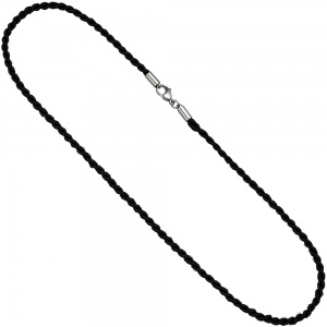 Halskette Kette Nylonkordel schwarz 70 cm Karabiner aus Edelstahl