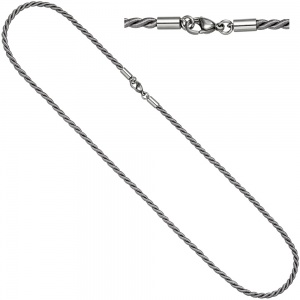 Halskette Kette Nylonkordel grau 50 cm mit Karabiner aus Edelstahl