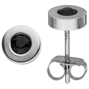 Ohrstecker rund aus Edelstahl mit 2 Kristallsteinen Ohrringe 5,8 mm