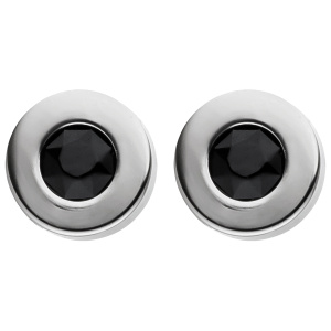 Preview: Ohrstecker rund aus Edelstahl mit 2 Kristallsteinen Ohrringe 5,8 mm