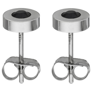 Preview: Ohrstecker rund aus Edelstahl mit 2 Kristallsteinen Ohrringe 5,8 mm