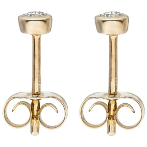 Ohrstecker 585 Gold Gelbgold 2 Diamanten Brillanten Ohrringe Diamantohrstecker