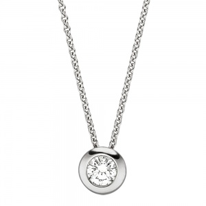 Collier Kette mit Anhänger 585 Gold Weißgold 1 Diamant Brillant 45 cm
