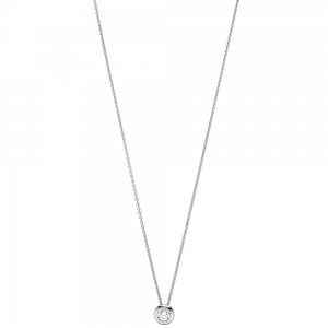 Collier Kette mit Anhänger 585 Gold Weißgold 1 Diamant Brillant 45 cm