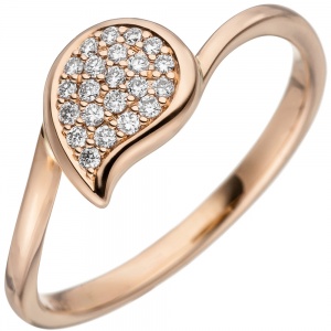 Damen Ring 585 Gold Rotgold 22 Diamanten Brillanten Diamantring Rotgoldring