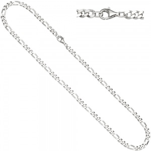 Figarokette 925 Silber diamantiert 50 cm Kette Halskette Silberkette Karabiner