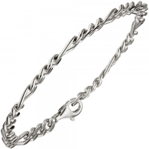 Figaroarmband 925 Sterling Silber diamantiert 21 cm Armband Silberarmband