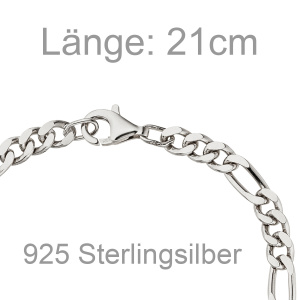 Figaroarmband 925 Sterling Silber diamantiert 21 cm Armband Silberarmband