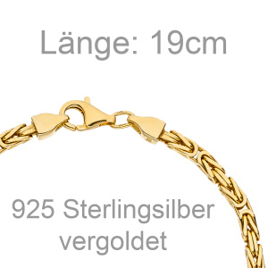 Preview: Königsarmband 925 Sterling Silber gold vergoldet diamantiert 19 cm Armband
