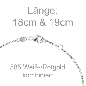 Armband 585 Gold Weißgold Rotgold bicolor 25 Diamanten Brillanten 19 cm