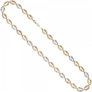 Halskette Kette 585 Gold dreifarbig tricolor 45 cm Goldkette Karabiner