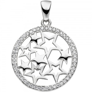 Anhänger Stern Sterne 925 Sterling Silber mit 48 Zirkonia Sternanhänger