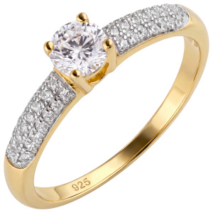 Damen Ring 925 Sterling Silber gold vergoldet mit 45 Zirkonia