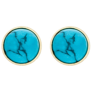 Preview: Ohrstecker rund 333 Gold Gelbgold 2 Türkise Ohrringe Goldohrstecker
