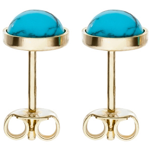 Preview: Ohrstecker rund 333 Gold Gelbgold 2 Türkise Ohrringe Goldohrstecker