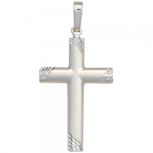 Anhänger Kreuz 925 Silber matt Kreuzanhänger Silberkreuz mit Kette 50 cm