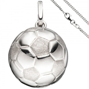 Kinder Anhänger Fußball 925 Silber Fußballanhänger mit Kette 38 cm