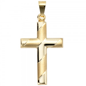 Anhänger Kreuz 333 Gold Gelbgold mit Kette 45 cm Goldkreuz Kreuzanhänger