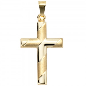 Preview: Anhänger Kreuz 333 Gold Gelbgold mit Kette 50 cm Goldkreuz Kreuzanhänger