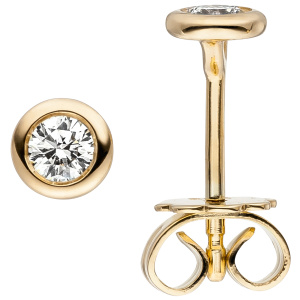 Ohrstecker 585 Gold Gelbgold 2 Diamanten Brillanten Ohrringe Diamantohrstecker