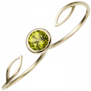 Damen Zweifinger Ring 585 Gold Gelbgold 1 Peridot grün Goldring Zweifingerring