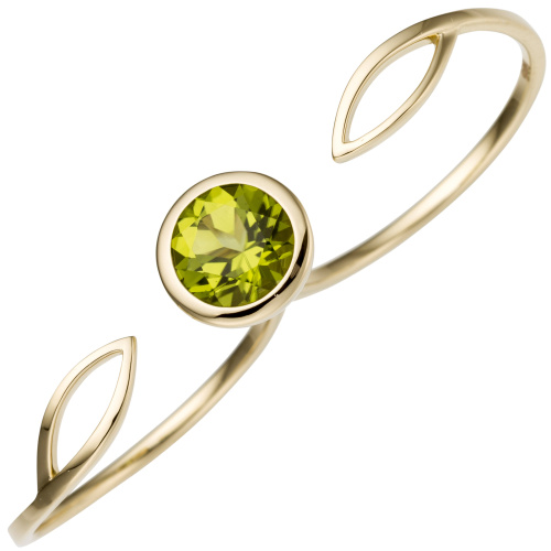 Damen Zweifinger Ring 585 Gold Gelbgold 1 Peridot grün Goldring Zweifingerring