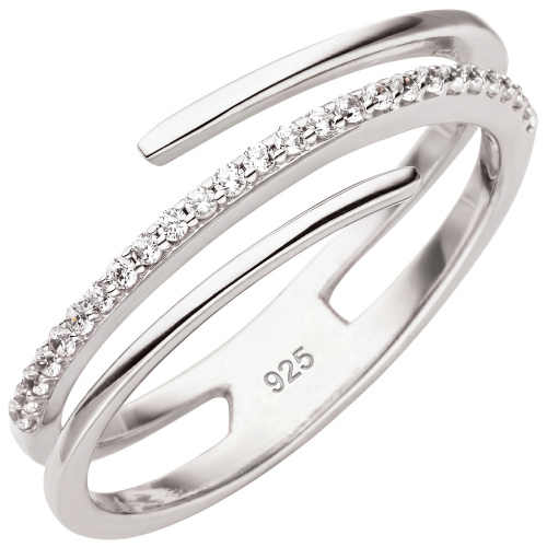 Damen Ring mehrreihig 925 Sterling Silber 26 Zirkonia Silberring