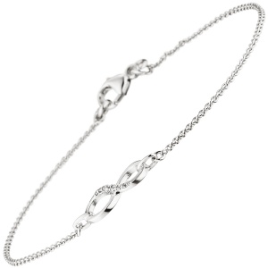 Armband Unendlichkeit 925 Sterling Silber 7 Zirkonia 19,5 cm Silberarmband