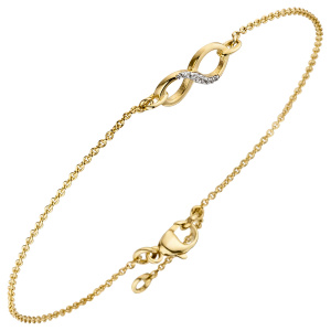 Armband Unendlichkeit 375 Gold Gelbgold bicolor 7 Zirkonia 19,5 cm Goldarmband