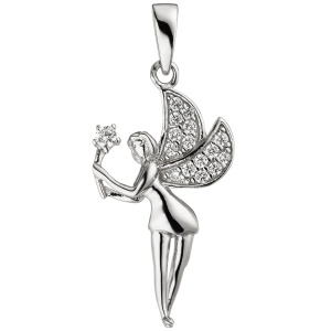 Anhänger Elfe Fee 925 Sterling Silber 16 Zirkonia Silberanhänger