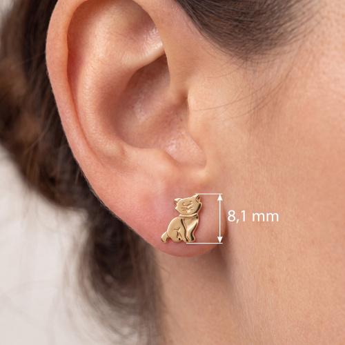 Preview: Ohrstecker Katze 333 Gold Gelbgold Ohrringe Goldohrringe Katzenohrringe