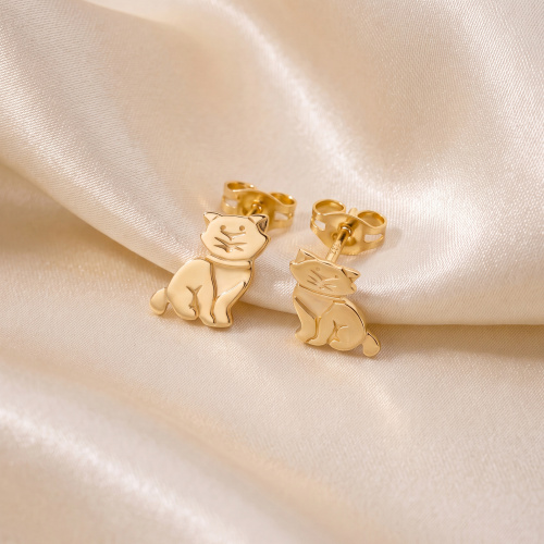 Preview: Ohrstecker Katze 333 Gold Gelbgold Ohrringe Goldohrringe Katzenohrringe