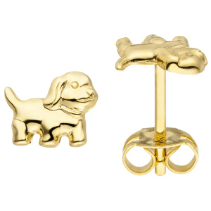 Ohrstecker Hund 333 Gold Gelbgold Ohrringe Goldohrringe Hundeohrringe