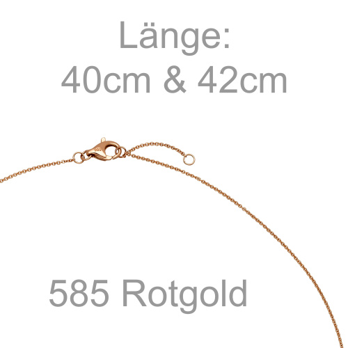 Preview: Collier Halskette 585 Gold Rotgold 1 Turmalin pink 16 Diamanten Brillanten 42 cm