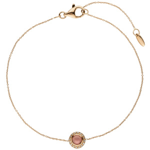 Armband 585 Gold Rotgold 1 Turmalin Cabochon pink 16 Diamanten Brillanten 20 cm