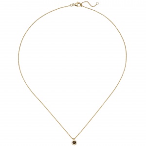 Collier Kette mit Anhänger 585 Gold Gelbgold 1 Rauchquarz 45 cm Halskette