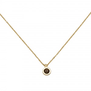 Collier Kette mit Anhänger 585 Gold Gelbgold 1 Rauchquarz 45 cm Halskette