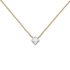 Preview: Collier 750 Gold Gelbgold Weißgold bicolor 1 Diamant Brillant 45 cm Goldkette