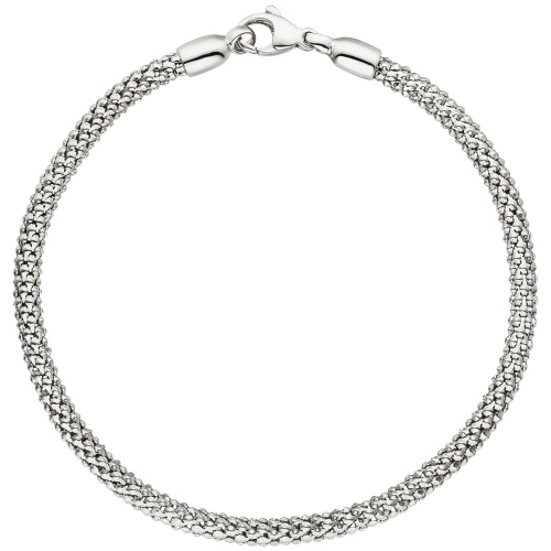Preview: Armband 750 Gold Weißgold 20 cm Weißgoldarmband Popcorn-Armband