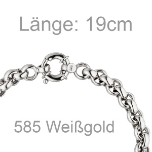 Preview: Erbsarmband 585 Gold Weißgold 19 cm Armband Weißgoldarmband