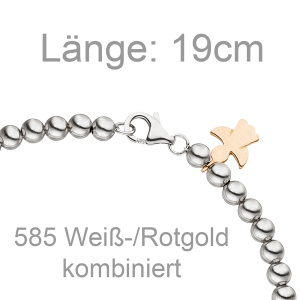 Armband mit Engel 585 Gold Weißgold Rotgold bicolor 19 cm Schutzengel