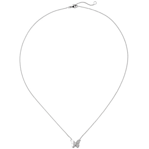 Preview: Collier Halskette Schmetterling 585 Weißgold 20 Diamanten Brillanten 45 cm Kette