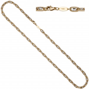Halskette Kette 585 Gold Gelbgold Weißgold bicolor 50 cm Goldkette Karabiner