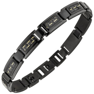 Armband Edelstahl schwarz beschichtet mit goldfarbenen Effekten 22 cm