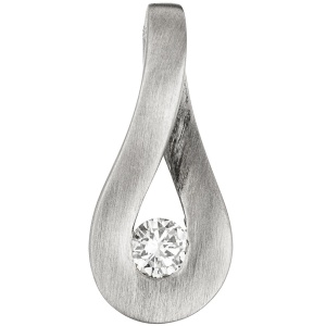 Anhänger Tropfen 950 Platin matt 1 Diamant Brillant 0,09ct. Platinanhänger