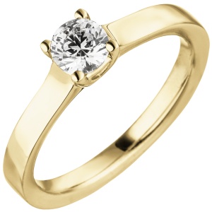 Damen Ring 585 Gold Gelbgold 1 Diamant Brillant 0,70 ct. Diamantring Solitär