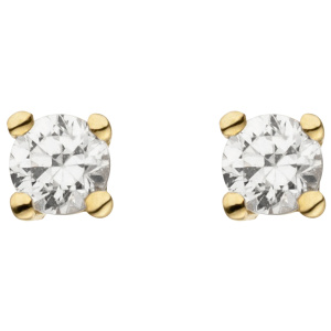 Preview: Ohrstecker 585 Gold Gelbgold 2 Diamanten Brillanten 0,24 ct. Ohrringe