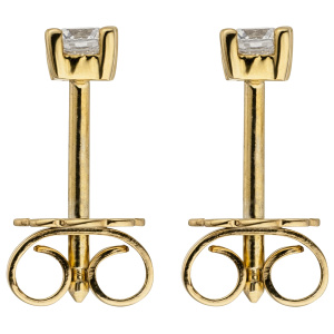 Preview: Ohrstecker 585 Gold Gelbgold 2 Diamanten Brillanten 0,24 ct. Ohrringe
